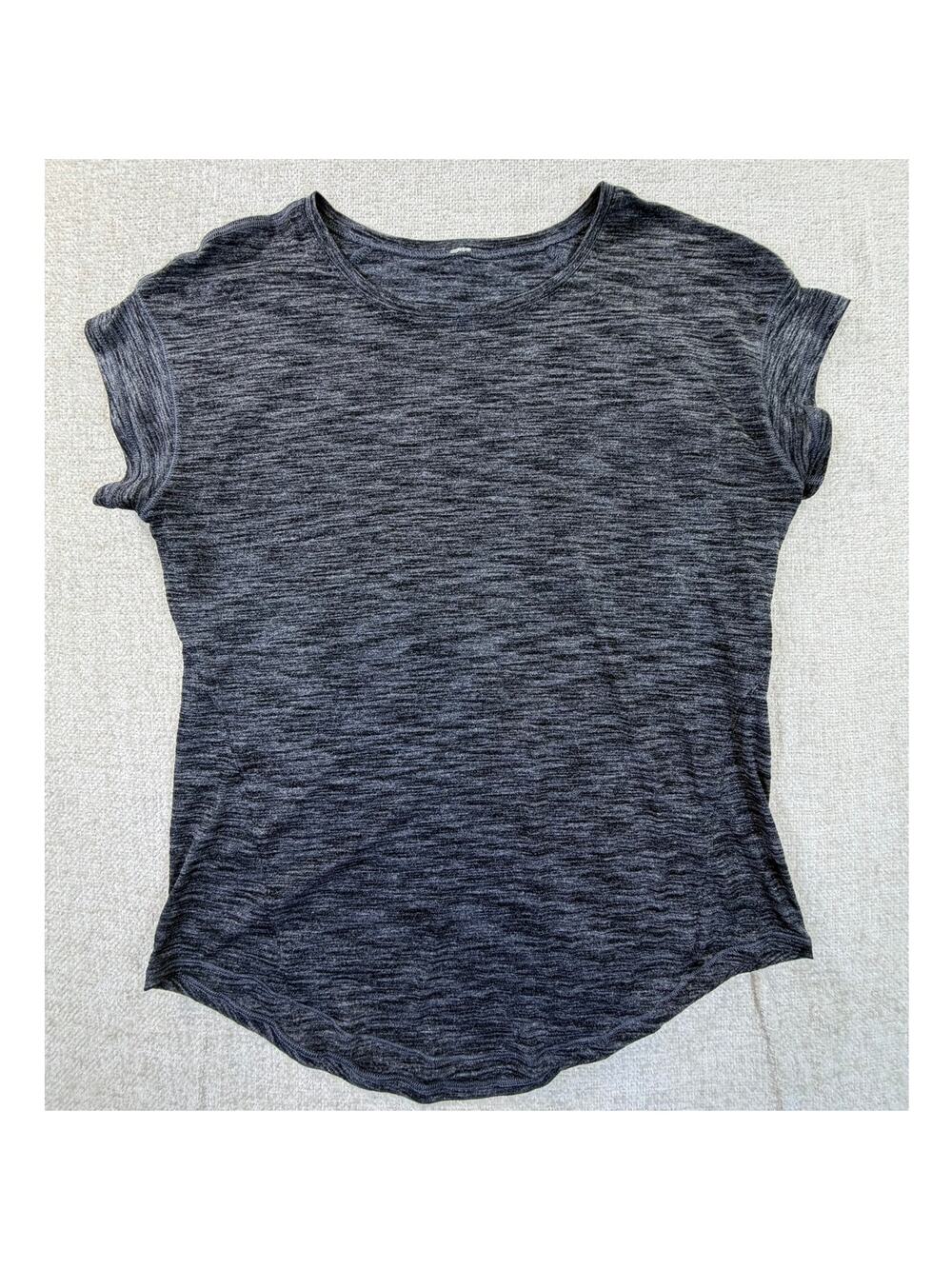Lululemon Women's Black Gray SIZE Short Sleeve Athleisure Workout Top Shirt